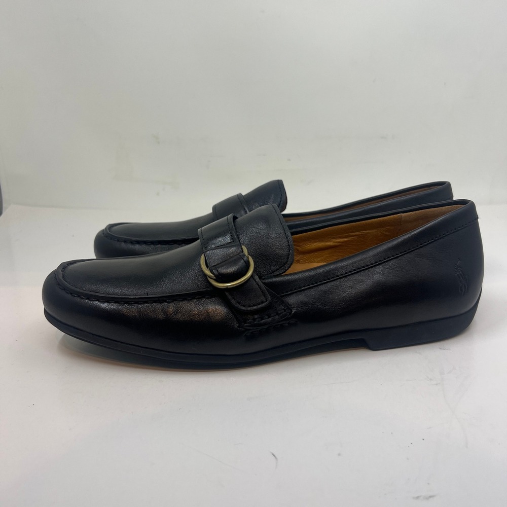 Polo Ralph Lauren Allon Loafers Men's 11D Black Tumbled Leather D-Ring Buckle - Picture 3 of 9